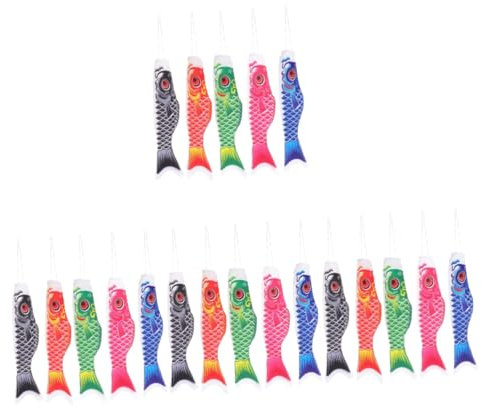 PAMINGONO 20piezas Koinobori Colgante De Carpas Japonesas Para Decoración Exterior Viento y Jardín De Material Resistente y