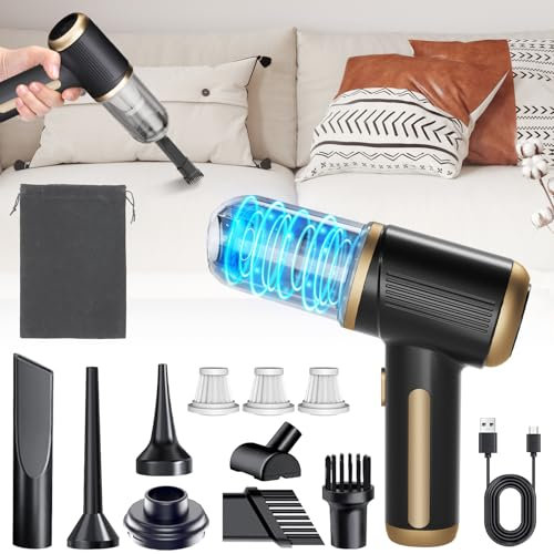 Ninonly Aspirador de Mano 4 En 1 9000Pa Mini Aspirador de Mano para Coche con 2 Filtro Lavable Aspiradora Aspirador sin Cable para Coche, para Uso en la Oficina, el hogar, la Cocina