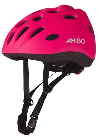AMIGO Mini Mover Fahrrad- und Skatehelm - Für Kinder - Leichtgewicht - Verstellbar - Größe M 52-56 cm - Ab 4 Jahren - Rosa