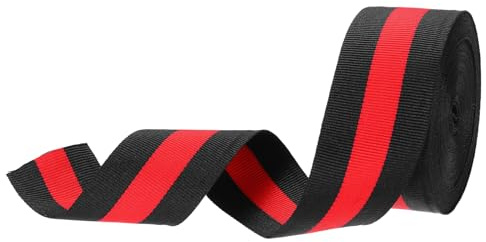 PATIKIL 1,6 Ruban Gros Grain Noir À Rayures Rouges, 10 Verges Tissu Polyester Bande Double Face Pour Noeuds Emballage Cadeau DIY Décorations De Noël