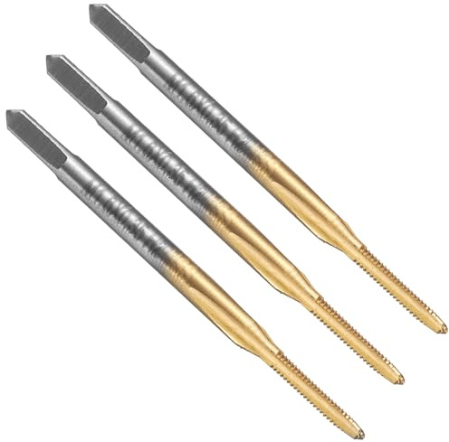 QUARKZMAN 3pcs Macho Roscar Flauta Recta, M1.6 x 0.35 Métrico Recubierto Titanio Herramienta Roscado Tornillo Machos Roscado para Máquina Fresado, Acero Rápido 6542 (HSS 6542)