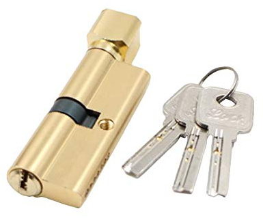 Zpengtai Bombin Cerradura 1 Juego De Cerradura De Cilindro De Puerta Sesgada De 70mm, Cerradura De Puerta Antirrobo con 3 Llaves, Cerradura Antibumping(Gold)