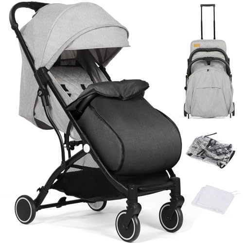 Hello-5ive Baby Stroller, Lightweight Compact Foldable Baby Pushchair with Rain Cover, Footmuff,Mosquito Net, Five-Point Harness, Adjustable Seat, Travel Buggy Pram from Birth 0-3 Years