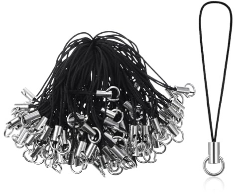 LXUEJIE 200Pcs Phone Charms Strap with Detachable Ring Strap, Cell Phones Split Ring Straps Charm Cords Lanyard Decorations for Pendant, Keychain Clasps, USB Drive, DIY Jewelry