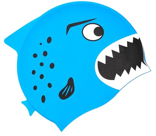 Alipis Cartoon Fish Swimming Cap Silicone Swimming Hat Fish-shaped Design Good Flexibility Comfortable Use Blue for Boys