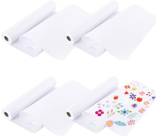 AHAQU 4PCS Drawing Paper Roll, 38cm x 30m Roll of Paper for Painting, White Art Paper Roll, Easel Paper Roll for Sketching, Gift Wrapping Paper, Drawing, Poster