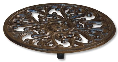 Loberon Lot de 2 soucoupes pour Pots de Fleurs Winton - Fonte - H/L/P env. 18/18 / 1.5 cm - Marron, Marron