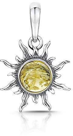 Amberta Kvinnor 925 Sterling Silver med Baltisk Bärnsten – Solhänge - Färg Gul