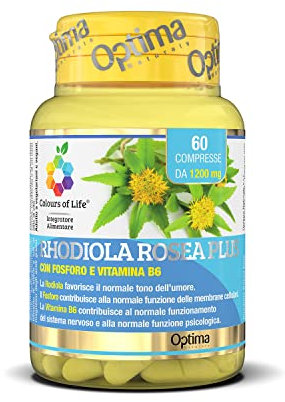 Colours Of Life Rhodiola Rosea Plus - Integratore di Rodiola - per il Normale Tono dell'Umore - senza Glutine e Vegano, 60 Compresse