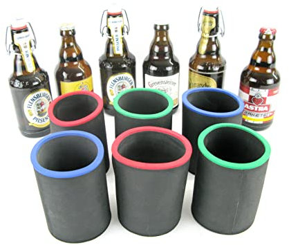 asiahouse24 6 refrigeratori neri per bevande, refrigeratori per bottiglie di birra corte, spessore 0,33 l, in neoprene spesso 5-6 mm, per un migliore raffreddamento, modello 2023