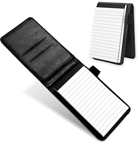Cobee Anteckningsblock i läder, minianteckningsbok bärbar anteckningsbok affärer anteckningsblock anteckningsblock hållare multifunktionell anteckningsbok för kontor skola (svart)