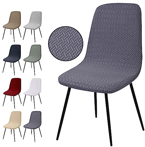 Eozakavod Stuhlhussen 4er Set, Stretch Stuhlbezug Jacquard Esszimmerstühlhussen Universal Abnehmbarer Waschbarer Stuhlabdeckung für Esszimmer, Hotel, Bankett, Hochzeit, Partys Deko (T-Grau, 4er Set)