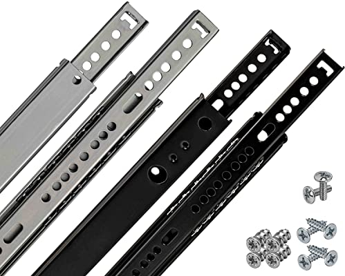 Neuhall Lot de 2 rails de tiroir, 27 mm, longueur : 246 mm, en acier, noir, pour tiroirs, extension partielle, système de rails coulissants, système de rails coulissants, avec kit de vis