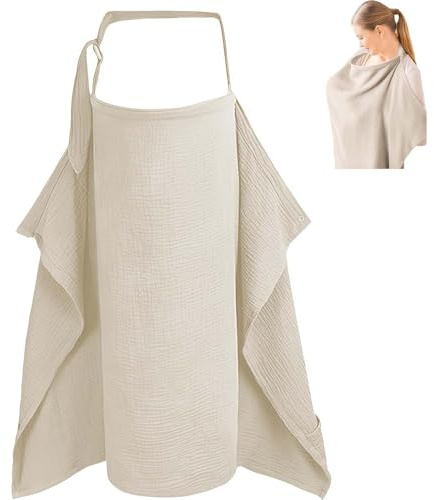 1pc Breastfeeding Cover Up, Nursing Covers Breast Feeding Cover for Mum, with Adjustable Strap and Breathable, Lightweight Breastfeeding Covers for Moms for Car Seat Stroller (Khaki)