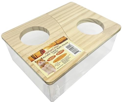 Exotic Nutrition Acrylic Sand Bath House - Fun & Unique Cage Accessory for Hamsters, Gerbils, Chinchillas, and Degus (Large)