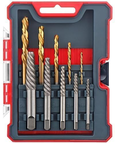 Hi-Spec Juego de Extractores de Tornillos y Brocas HSS de 10 Piezas. Fácil Extracción, Remover con Espiral de Rosca Izquierda para Tornillos, Pernos y Pernos Dañados, Rotos o Desgastados