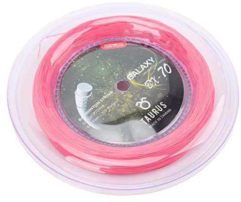 POWERTI BX70 Badmintonschlägersaite, hochelastisches Nylon, Badmintonschlägersaite, 0,7 mm, Badmintonsaite, 200 m Spule (Roseate)