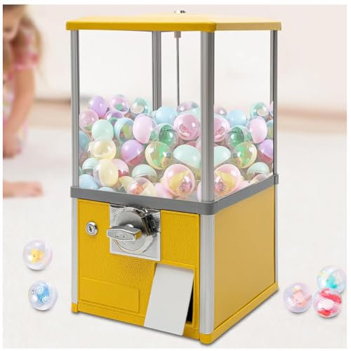 GAYAYAS Máquina Expendedora para Empresas, Máquina Expendedora Automática de Cápsulas, Dispensador de Caramelos en Cápsulas Esféricas, para Tiendas Minoristas, Parques de Atracciones,Yellow