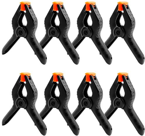 Pofgwjz 8 Piezas Juego De Pinzas De Resorte, 4 Pulgadas Pinzas De Clips, Prensa De Carpintería, Abrazaderas De Sujeción Con Resorte Mandíbulas Giratorias, Para Fondo De Fotografía, Carpintería