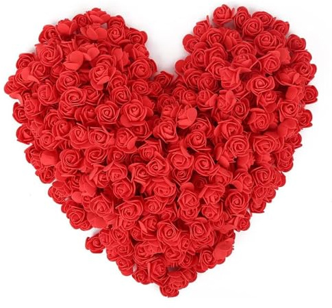 GIUSOBG 100 Pezzi Fiori Artificiali In Schiuma Di Polietilene Espanso, Rose, Petali Di Rosa Artificiali, Bouquet Da Sposa, Fai Da Te, Per Matrimoni, Per La Casa, Colore Rosso