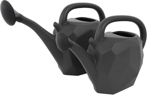 Lot de 2 arrosoirs design de 10 l, élégance géométrique pour jardiniers exigeants, couleur anthracite, fabriqué en UE