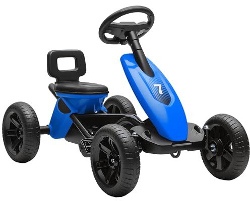 AIYAPLAY Pedal Go Kart for Kids, Children Ride-On Race Car with Silent EVA Tyres, for 2-5 Years, Blue