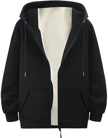 DENGJIAMY Sudadera con cremallera de talla grande para hombre, sudadera lisa para hombre, camisa cálida de otoño para hombre de manga larga, sudadera clásica básica con capucha, chaqueta cálida con