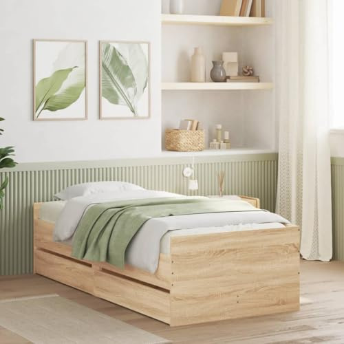 Generic Enkelsängstomme med Lådor, Modern Förvaringsbädd (75 x 190 cm)