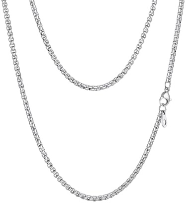 PROSTEEL Halsband, personlig ankarkedja, rund venetiansk kedja, rostfritt stål/18k förgylld 3 mm/6 mm solid kedja med karbinhake för kvinnor och män namn gravyr, länkkedja present längd 46–76 cm, Ingen ädelsten