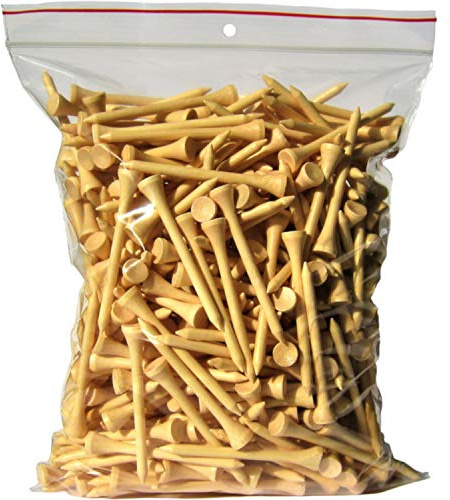 Premium Golf TEES - 70 mm (2 3/4) - 250 Stück - 100% Bambus - Farbe: Natur (lackiert) (1)