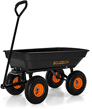 BOUDECH® Carrito jardín basculante,Carga 250kg, Carretilla de Transporte Carro de Mano