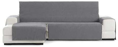 Eysa Funda práctica para sofá con chaisse longue izquierda vista frontal, Gris oscuro, 240 CM.IZQUIERDA