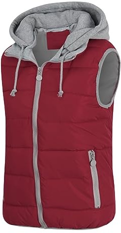 YYNUDA Chaleco acolchado de invierno para mujer, chaleco sin mangas, chaqueta cálida de invierno con capucha, chalecos al aire libre