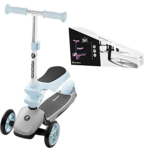 HyperMotion, Kinderroller für die Kleinen, Multifunktionsroller, Kickboard, Tretroller, Kinderscooter für Mädchen und Jungen, Roller mit Sitzgelegenheiten, 3in1, Blau