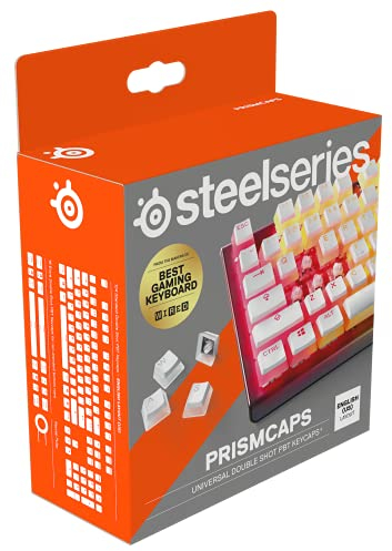 SteelSeries PrismCaps – Double Shot Pudding-style Keycaps – Durable PBT Thermoplastic – Compatible with Most Mechanical Keyboards – MX Stems – White (US Layout)