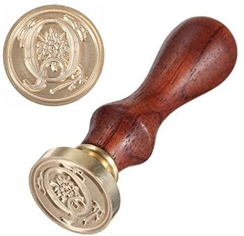 Anawakia sigillstämpel, vintagestil vax, sigillstämpel, sigill set AZ, dekorativt sigill, sigill med trähandtag, brev 26 bokstäver, gör-det-själv trä vax sigill, stämpel 1 styck (Q)