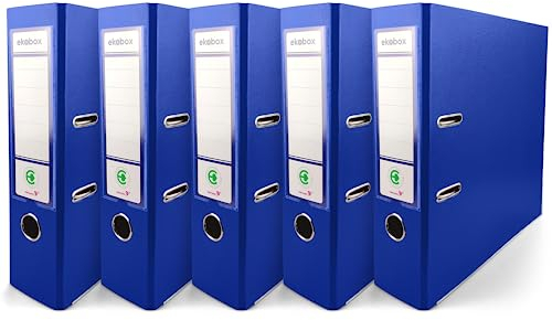 Netuno 5x Akten-Ordner blau DIN A4 2-Ring-Mechanik Ringorder a4 8cm Kunststoff Ordner a4 breit Büroordner Plastikordner Briefordner din a4 Ringmappe breiter Aktenordner 5er pack