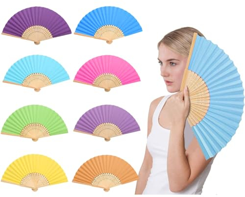 MQWDGJ Handfächer 8 Stück Bambus Faltbare Fächer Bunte Handheld Faltfächer für Wanddekoration Geschenke Hochzeit (Mehrfarbig)