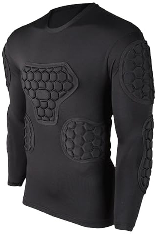 Holdes Maglia da Calcio Imbottita Nera a Maniche Lunghe – Maglia a Compressione da Calcio per Ragazzi per Paintball Baseball, Magliette da Uomo
