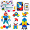Wooden Pattern Blocks Tangram Shape Puzzle Set Color Sorting Stacking Game for Toddlers, Wood Animal Jigsaw Development Toys Preschool Education Activity Travel Toy Board Games for Kids 3-7 Yrs