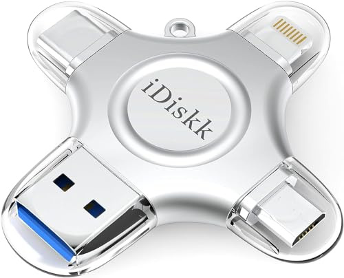 【1T B App*le Certified】 iDiskk 1T Photo Memory Stick for iPhone USB Flash Drive for USB-C iPad Android, Samsung USB for iPhone 16/15/14/13/13 pro/12/12 pro/12 mini/11/11/Pro/XR/X, Photo Stick for PC