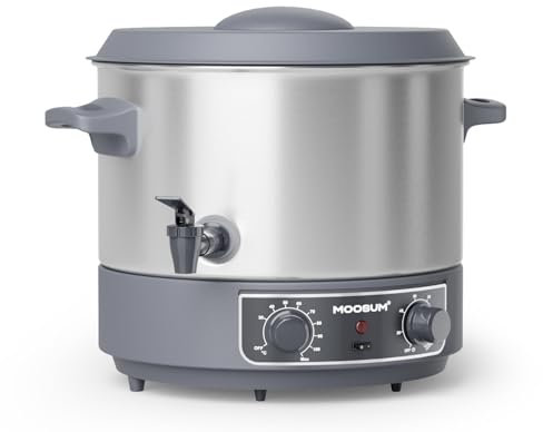 MOOSUM Einkochautomat Einkochtopf Einkocher Heißgetränespender, 19 litros, Rostfreier Stahl 304, 1800 W, 30-100 °C, Timer, Zeitschaltuhr 20-120 min, Warmhaltte-Funktion Überhitzungsschutz