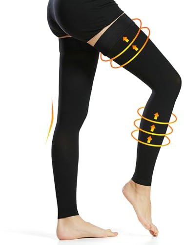 Ailaka Medical Compression Stockings for Women Men, Thigh High Footless 20-30mmHg Graduated Compression Socks with Silicone Band for Varicose Veins, Edema, Post-Surgery