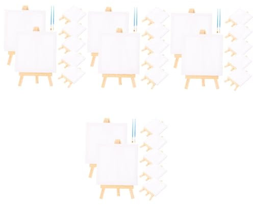 EXCEART 4 Sätze Mini- -Set acrylmalset aquarellfarben set Papierwaren-Set Ölmalerei Set Kleiner Kunst-Staffeleiständer Anzeige dreieckiger Lackierständer Bastelzubehör hölzern Weiß
