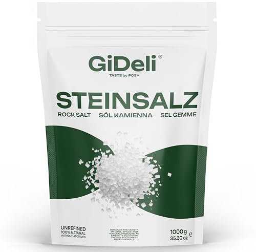GiDeli Sel gemme grossier, sel de table granuleux naturel, sel cristallin, sel de jeu de qualité supérieure (1 kg)