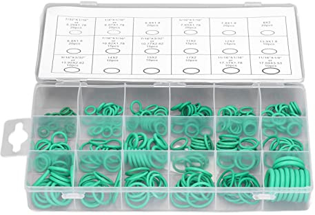 KIMISS Set Assortimento Green O 270 Pezzi per Settore Automobilistico e Idraulico - Kit di Guarnizioni in Gomma Resistente per la Prevenzione