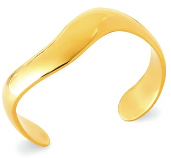Tata Gisèle Bracelet Jonc Ondulé en Acier Inoxydable, Style Vague, Doré, Large 62mm, Bijou Femme Chic et Tendance, Marque Francaise, Emballage Cadeau