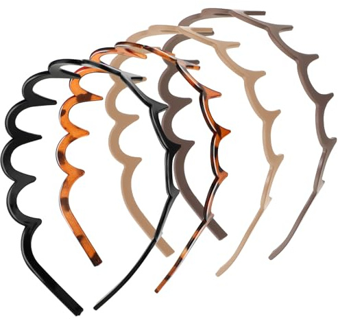 Sicksack hårband 4 stycken hajtand hårkam hårband vågigt plastpannband makeup hårband för sport fitness dagligt för kvinnor och flickor (4 färger)