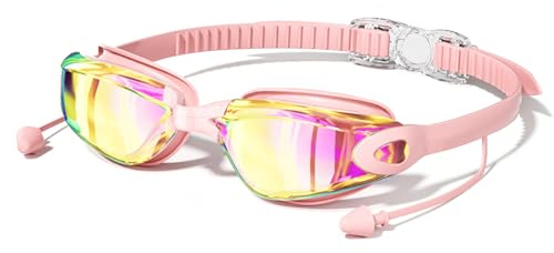 FOSDICK Occhialini Nuoto Donna, Occhialini Piscina Anti-Appannamento Protezione UV, Occhiali Piscina Adulto Visione Chiara Occhiali Nuoto per Donne Adolescenti e Bambina, 3 Ponti Nasali Itercambiabili
