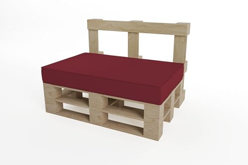 chilly pilley Cuscini Per Mobili In Pallet Con Cuciture A Listello Cuscini Sfoderabili Con Cerniera Lampo Lavabili Per Interni Ed Esterni Seduta (Cuscino Del Sedile 120x60x15, Rosso Scuro)